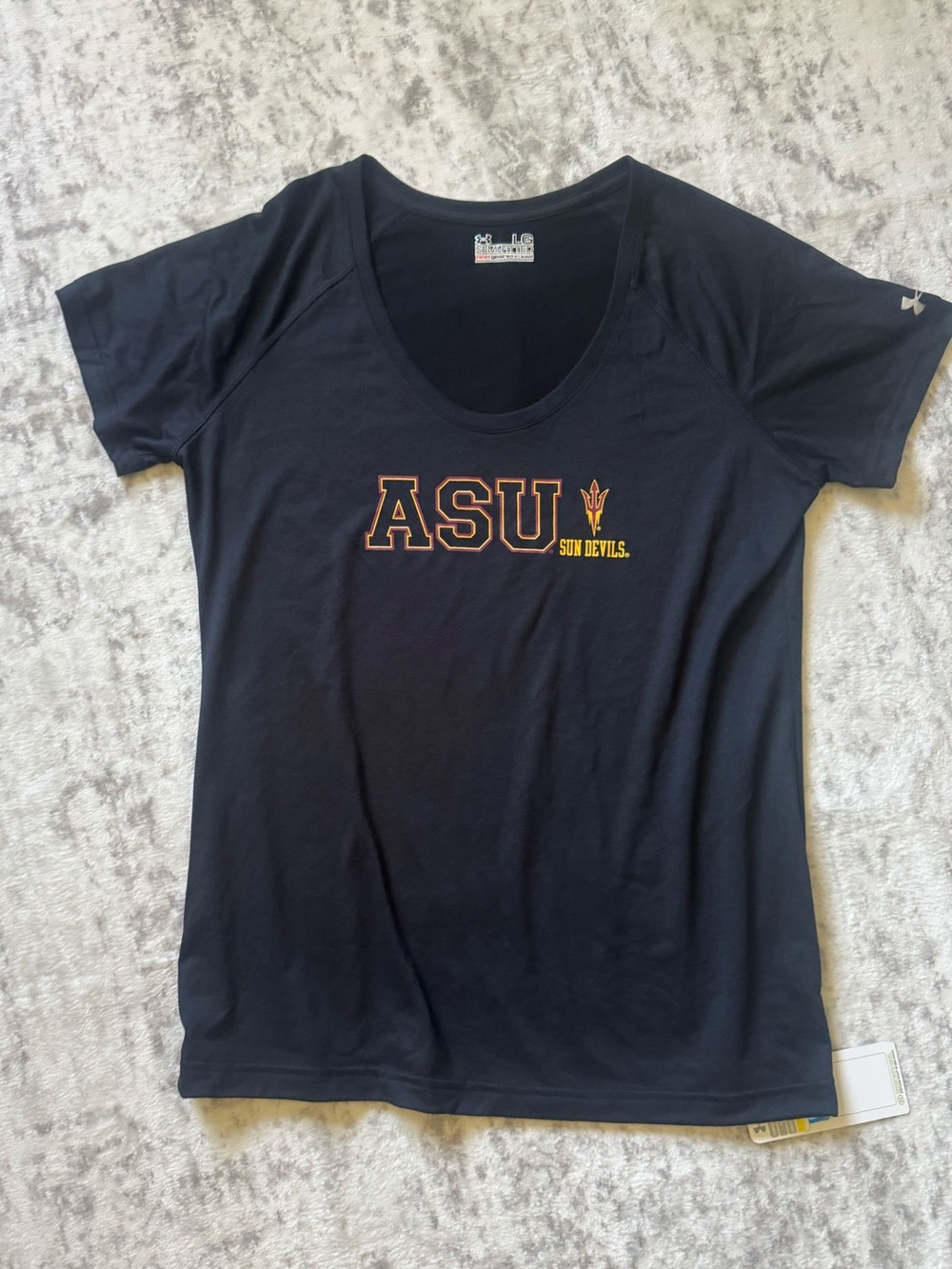 Under Armour Women's Black ASU Sun Devils Short Sleeve Tee with Gold Logo